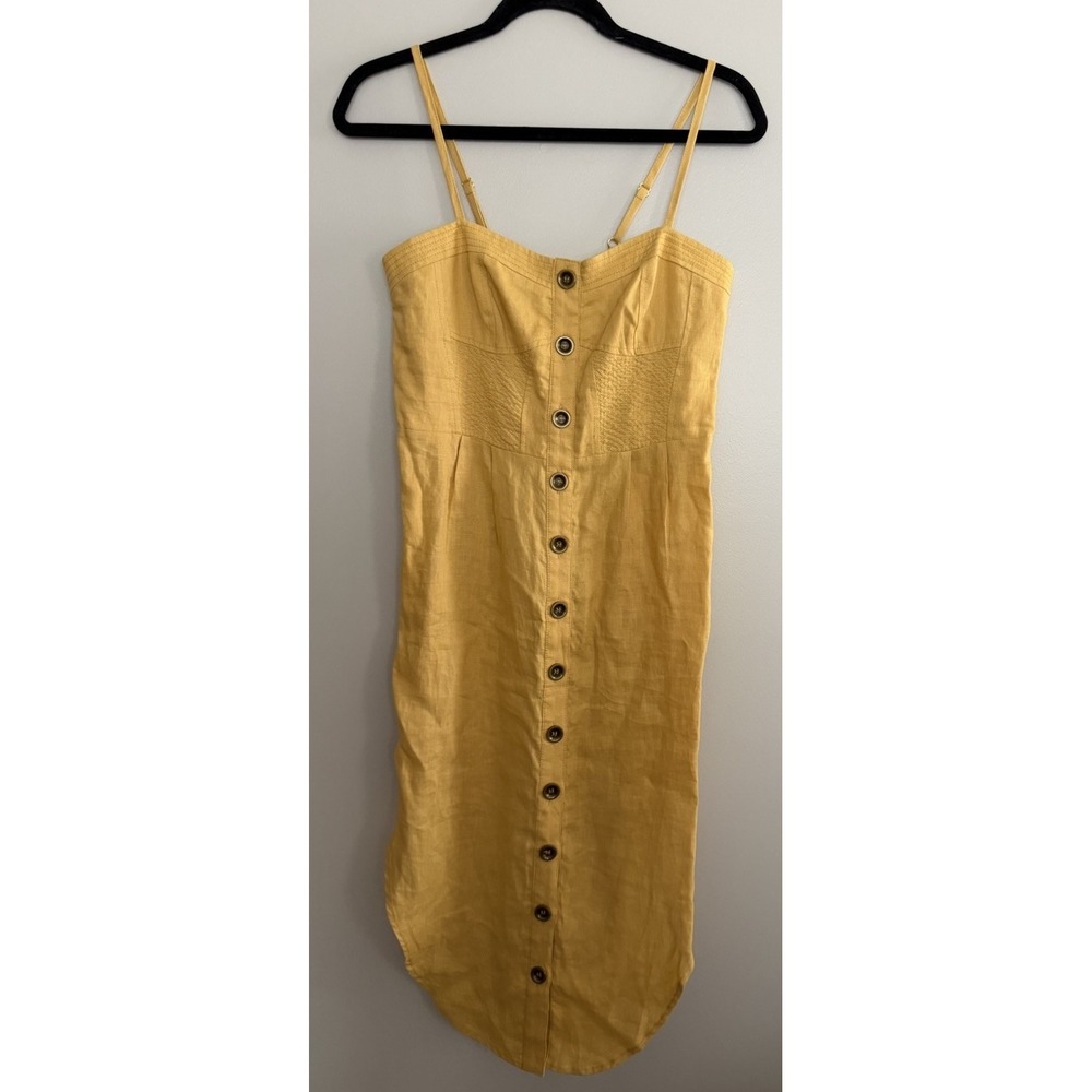 Suboo Button Down Midi Sundress Mustard Yellow Women's Size Small